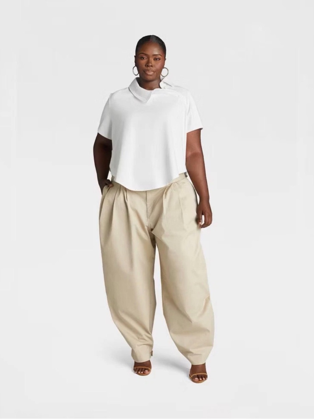 KBB by KAHLANA Women High-Rise The Barrel Trouser Khaki 17, 24